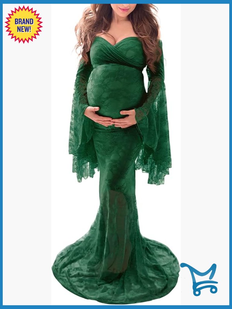 Off Shoulder Lace Maternity Dress For Photography Maxi Maternity Props Dress